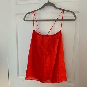 Banana Republic Petite Ramie Camisole Red Size Medium Petite
